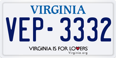VA license plate VEP3332