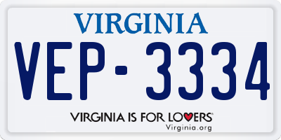 VA license plate VEP3334