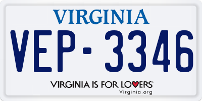 VA license plate VEP3346