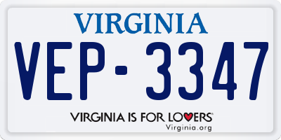 VA license plate VEP3347