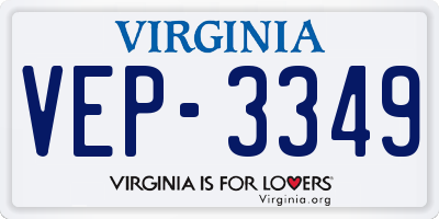 VA license plate VEP3349