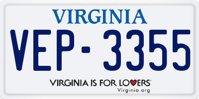 VA license plate VEP3355