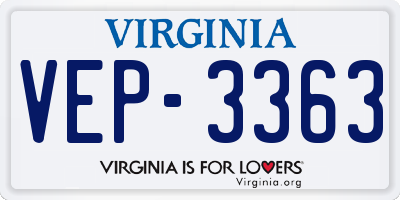VA license plate VEP3363