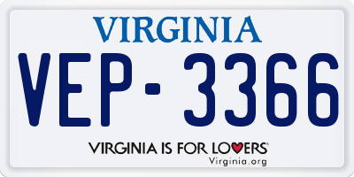 VA license plate VEP3366