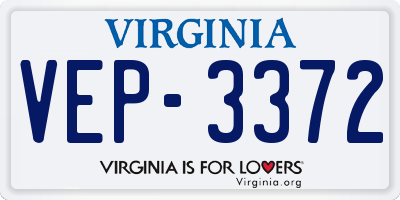VA license plate VEP3372