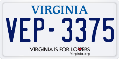 VA license plate VEP3375