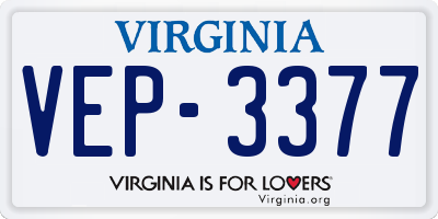 VA license plate VEP3377