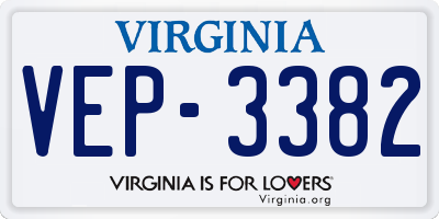 VA license plate VEP3382