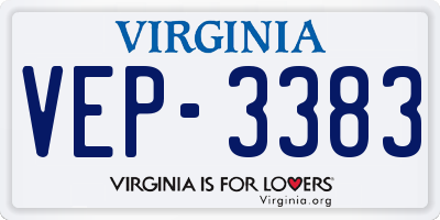 VA license plate VEP3383