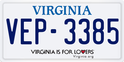 VA license plate VEP3385