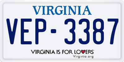 VA license plate VEP3387