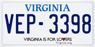 VA license plate VEP3398