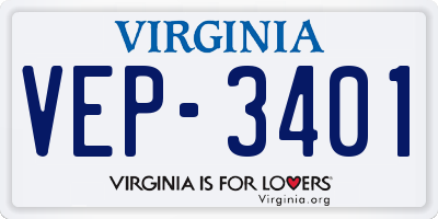 VA license plate VEP3401