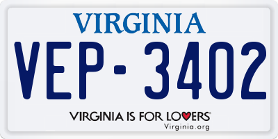 VA license plate VEP3402