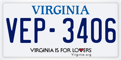 VA license plate VEP3406
