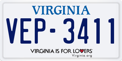 VA license plate VEP3411