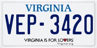 VA license plate VEP3420