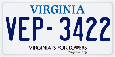 VA license plate VEP3422