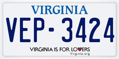 VA license plate VEP3424