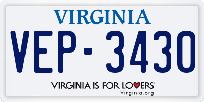VA license plate VEP3430
