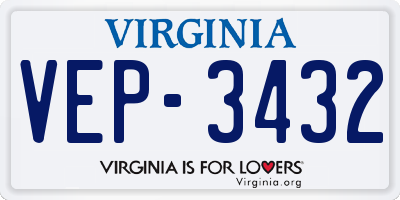 VA license plate VEP3432