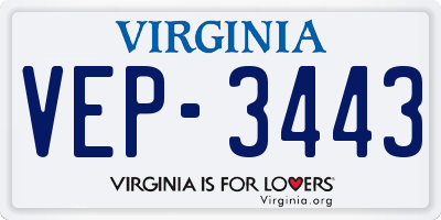 VA license plate VEP3443