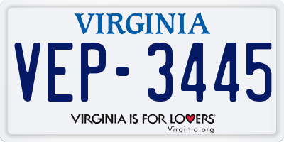 VA license plate VEP3445
