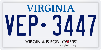VA license plate VEP3447