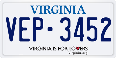 VA license plate VEP3452