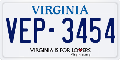 VA license plate VEP3454