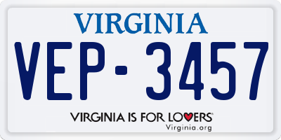 VA license plate VEP3457