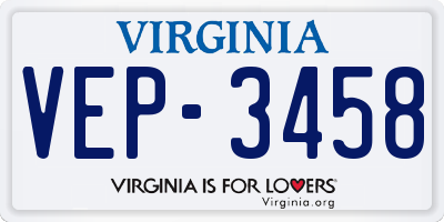 VA license plate VEP3458