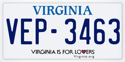 VA license plate VEP3463