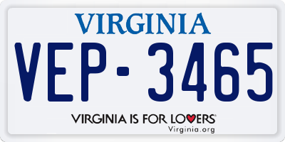 VA license plate VEP3465