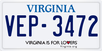 VA license plate VEP3472