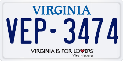 VA license plate VEP3474
