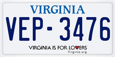 VA license plate VEP3476