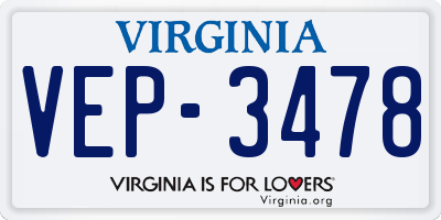 VA license plate VEP3478