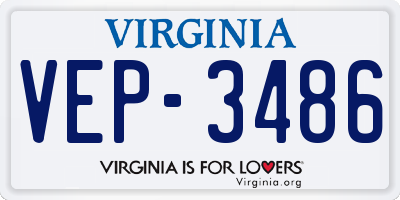 VA license plate VEP3486