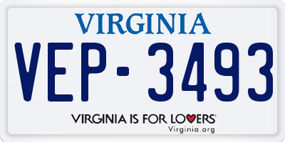 VA license plate VEP3493