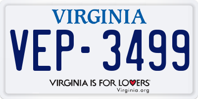 VA license plate VEP3499