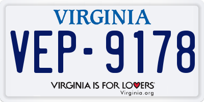 VA license plate VEP9178