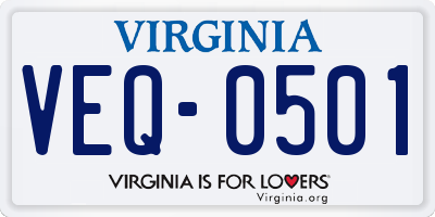 VA license plate VEQ0501