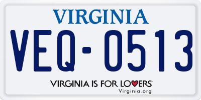 VA license plate VEQ0513