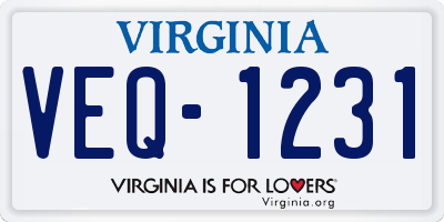 VA license plate VEQ1231