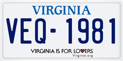 VA license plate VEQ1981