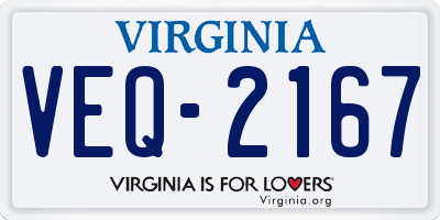 VA license plate VEQ2167