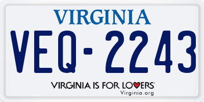 VA license plate VEQ2243