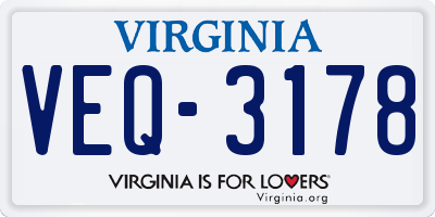 VA license plate VEQ3178