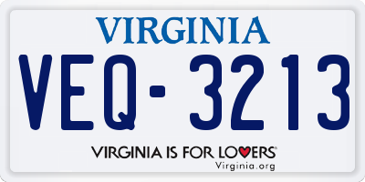 VA license plate VEQ3213